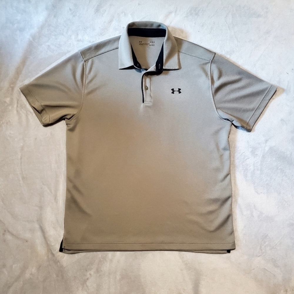 Under Armour Gray Button Up Polo Shirt Size Large